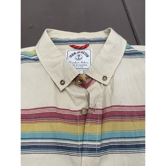 Iron and Resin Other - Iron and Resin Freedom Riders Men's Shirt Striped Short Sleeve Button Up Large